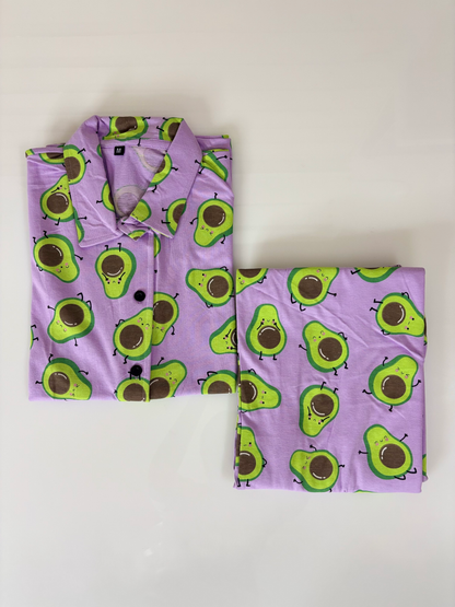 Lavender Avocado Print Night Suit Sets