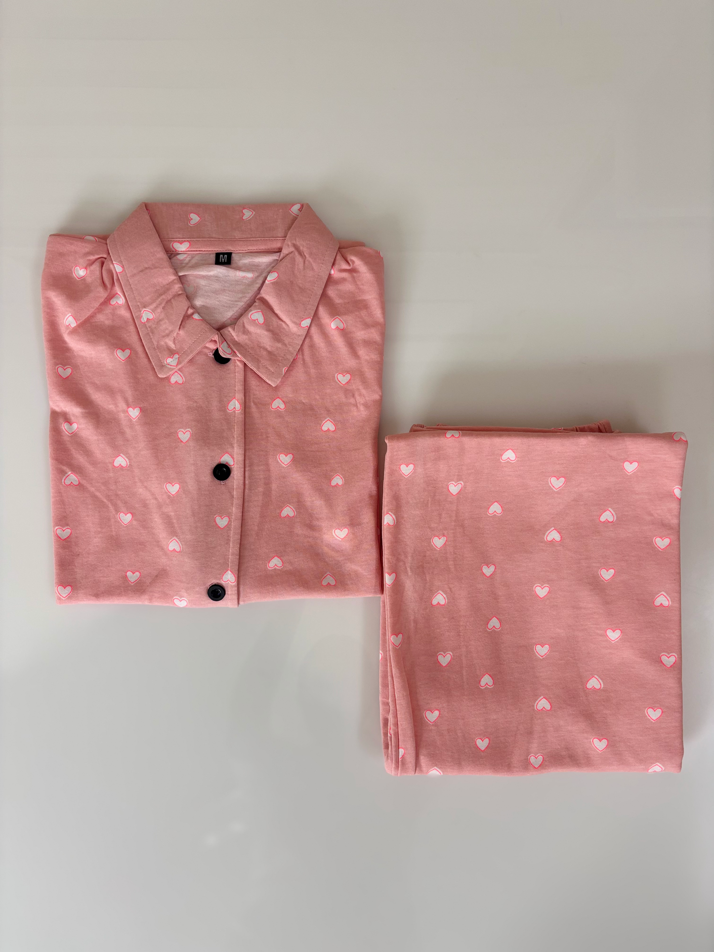 Pink Heart Print Night Suit Sets