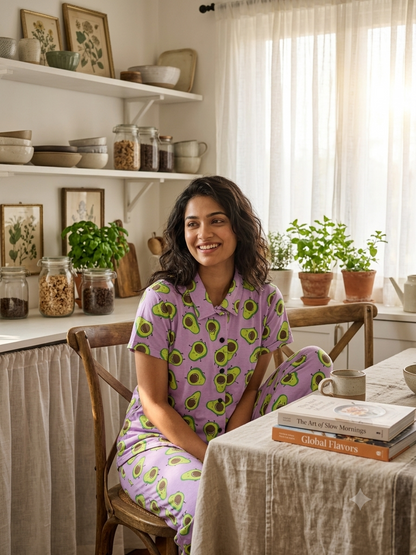 Lavender Avocado Print Night Suit Sets