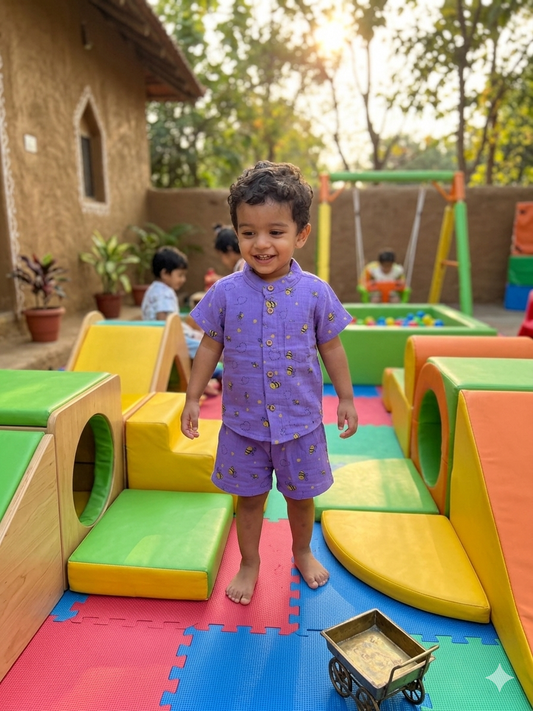 Purple Bee Kids Outdoor Shirt & Shorts Coords