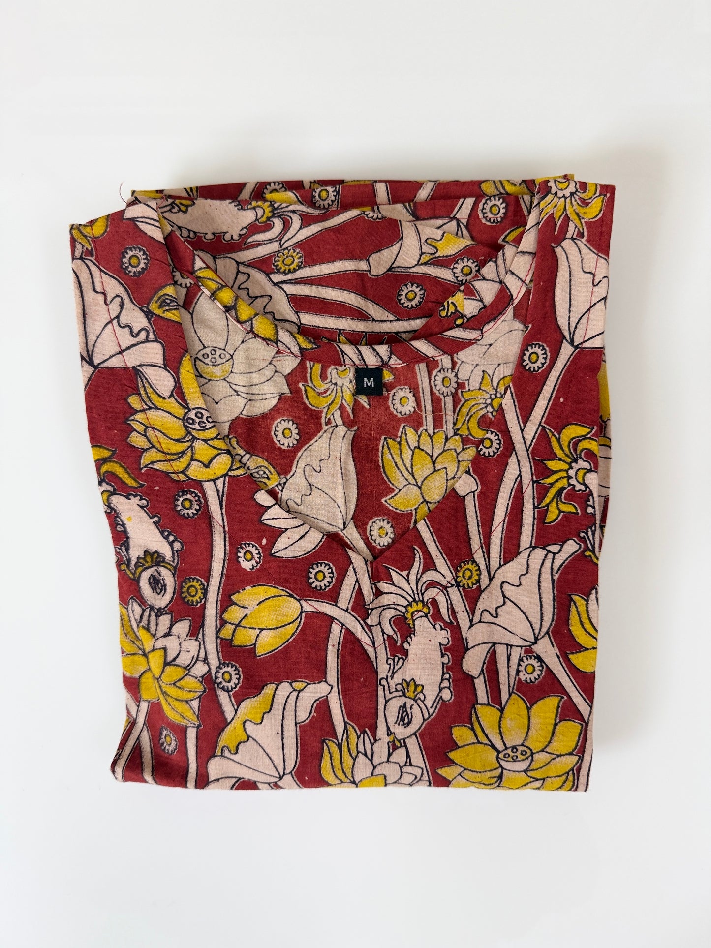 Kalamkari Cotton Frock Maroon Floral Print