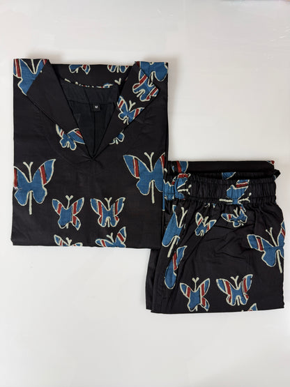 Black Butterfly Print Outdoor Wear Coords