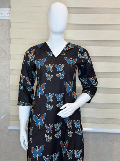 Black Butterfly Print Outdoor Wear Coords