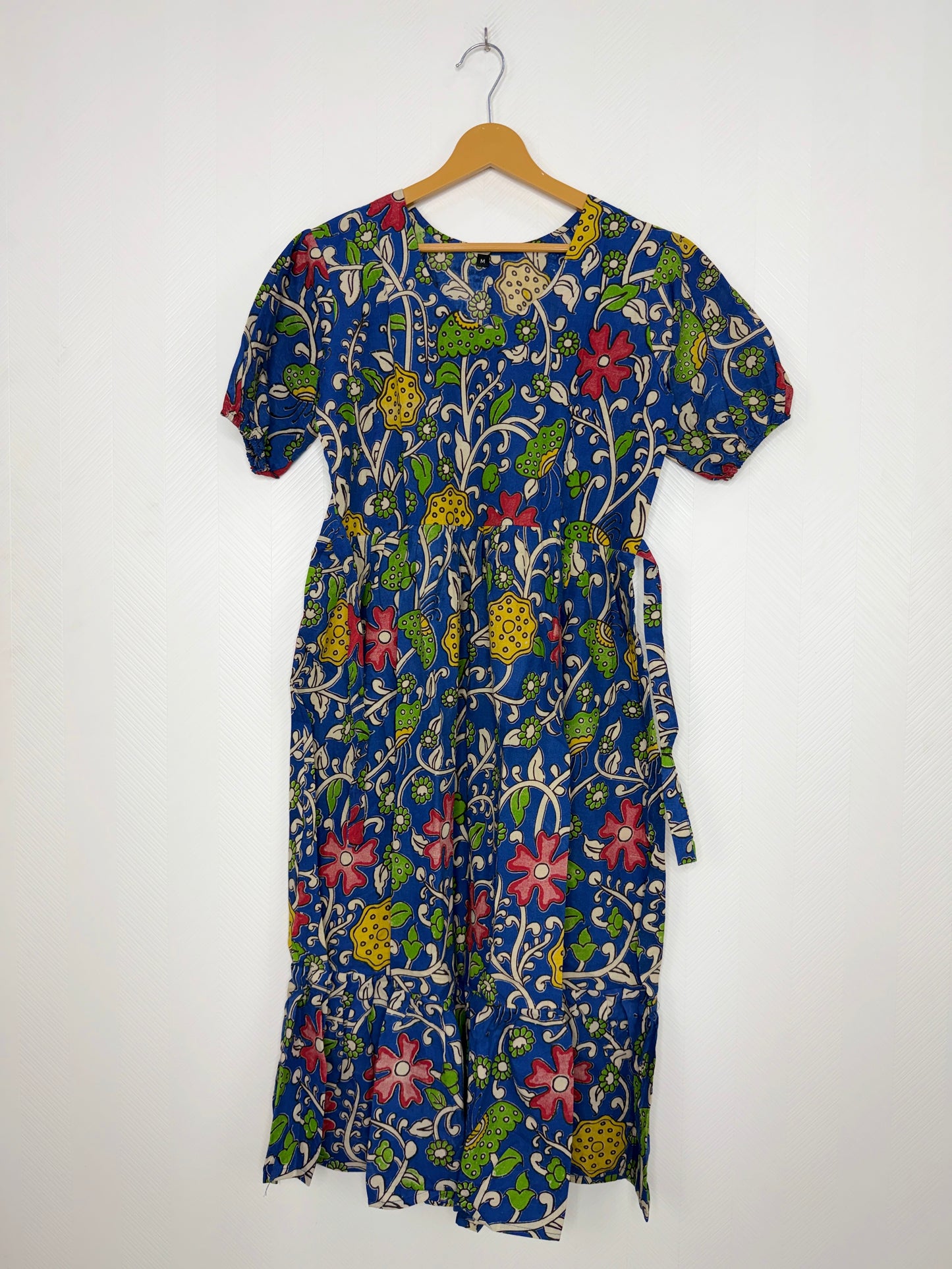 Kalamkari Cotton Frock Blue Floral Vine Print
