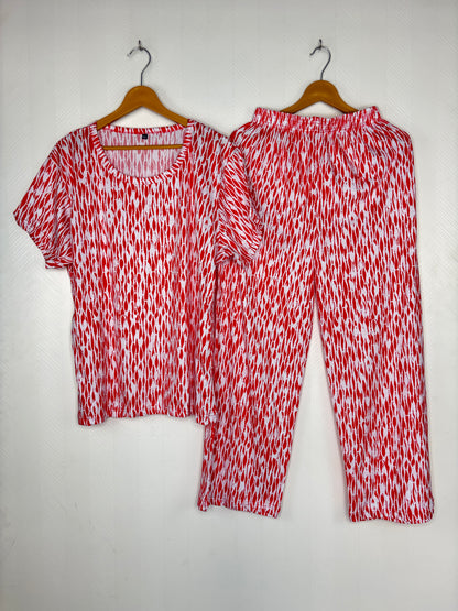 Coral Animal Print T-Shirt and Palazzo Set