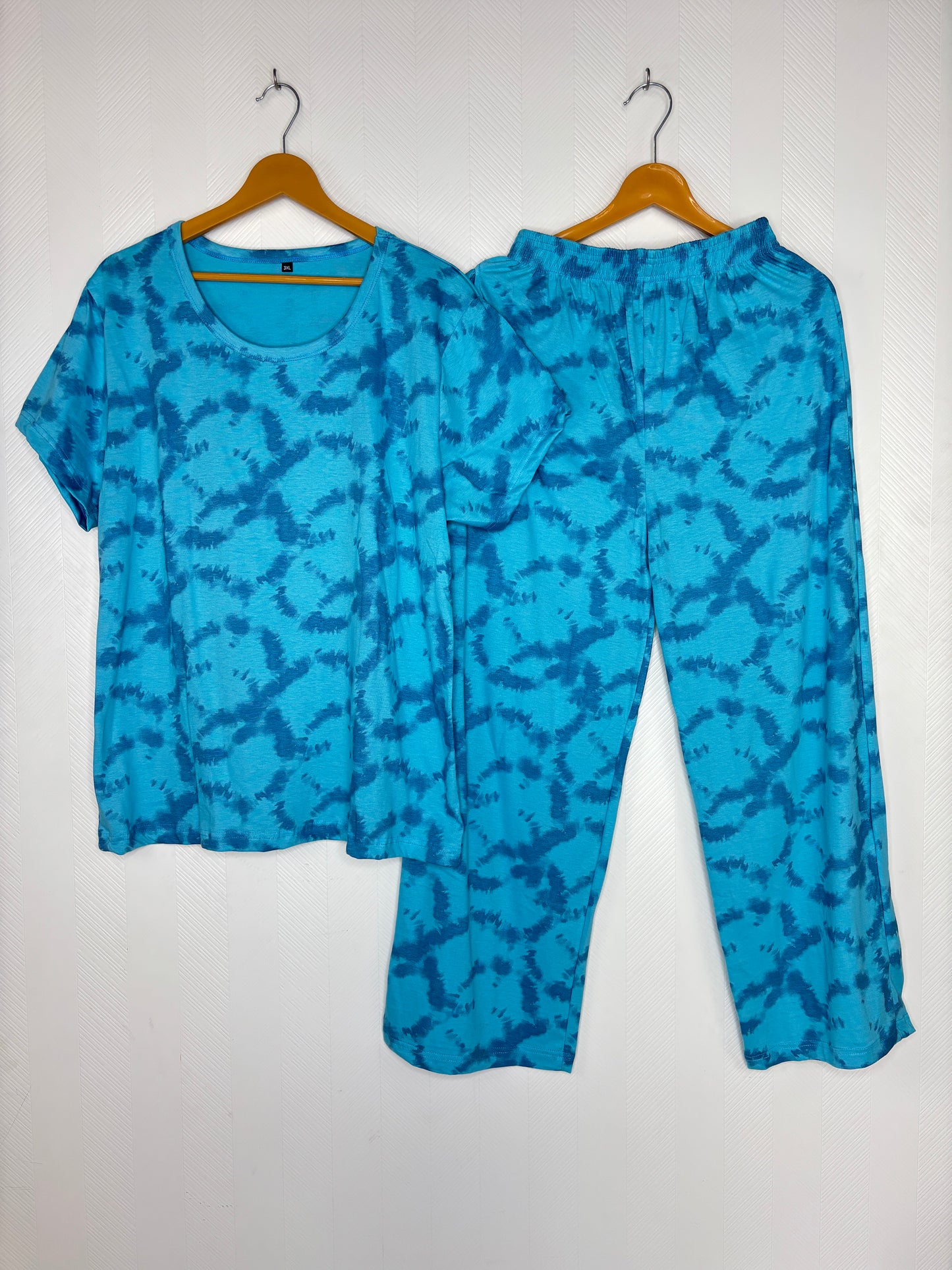 Blue Tie-Dye Print T-Shirt and Palazzo Set