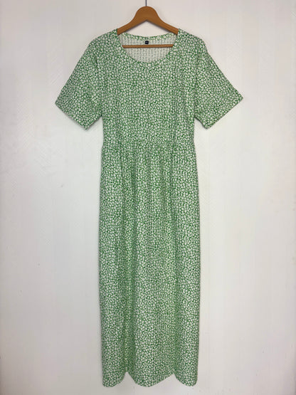 Green Ditsy Floral Print Crush Frock