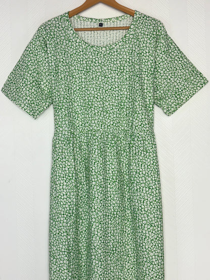 Green Ditsy Floral Print Crush Frock