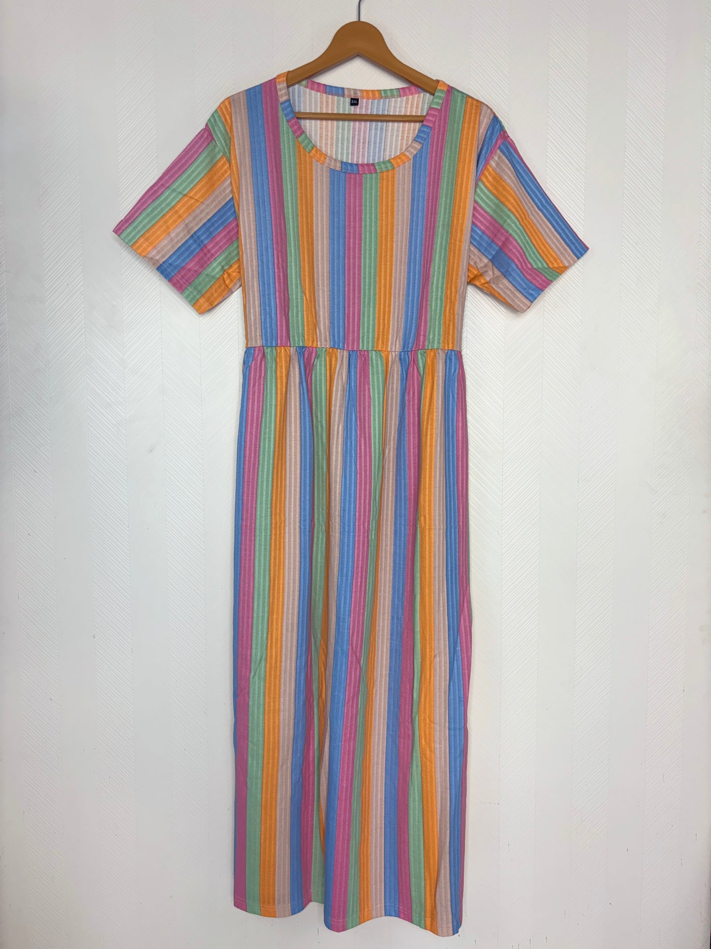 Multicolor Stripe Print Crush Frock
