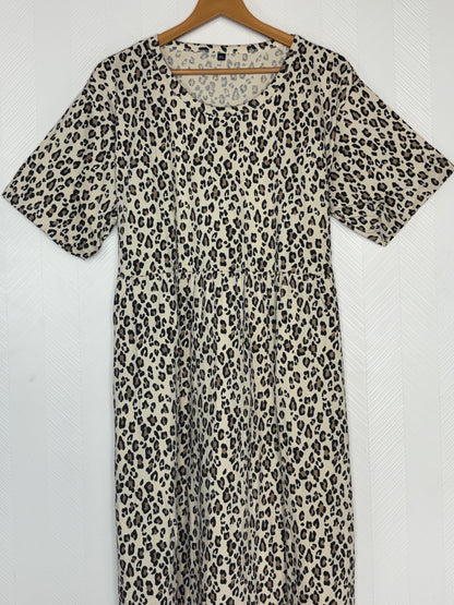 Beige Leopard Print Crush Frock