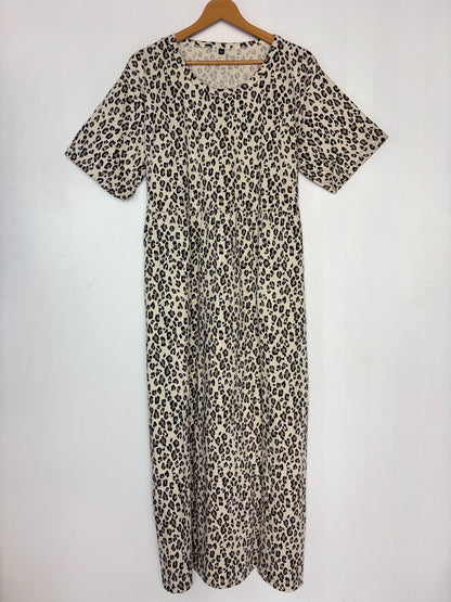 Beige Leopard Print Crush Frock
