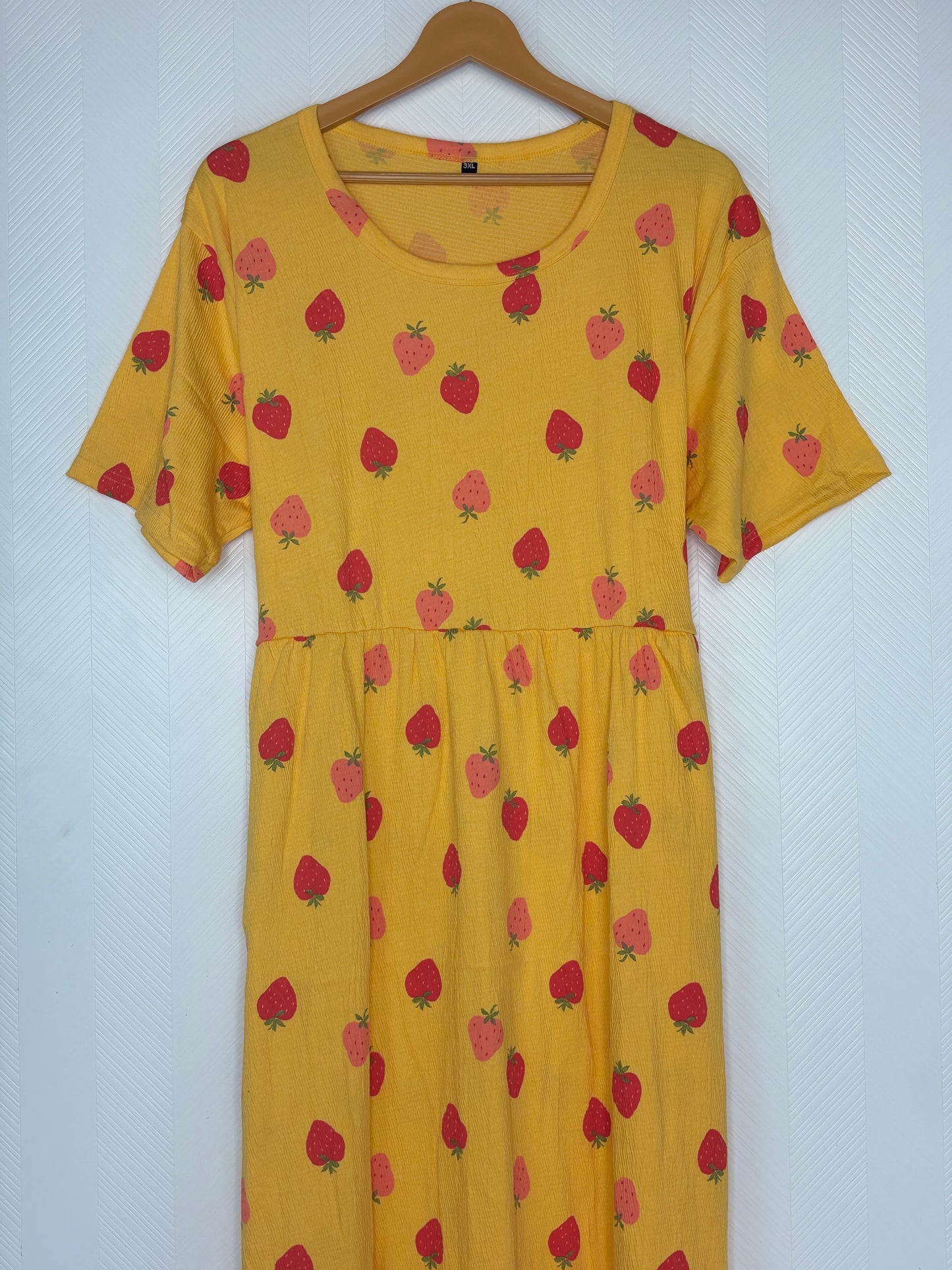 Yellow Strawberry Print Crush Frock