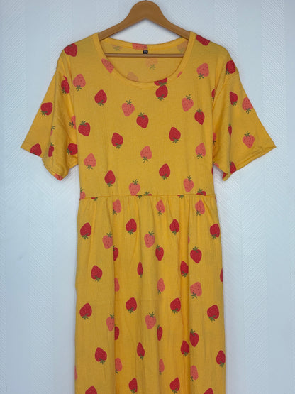 Yellow Strawberry Print Crush Frock