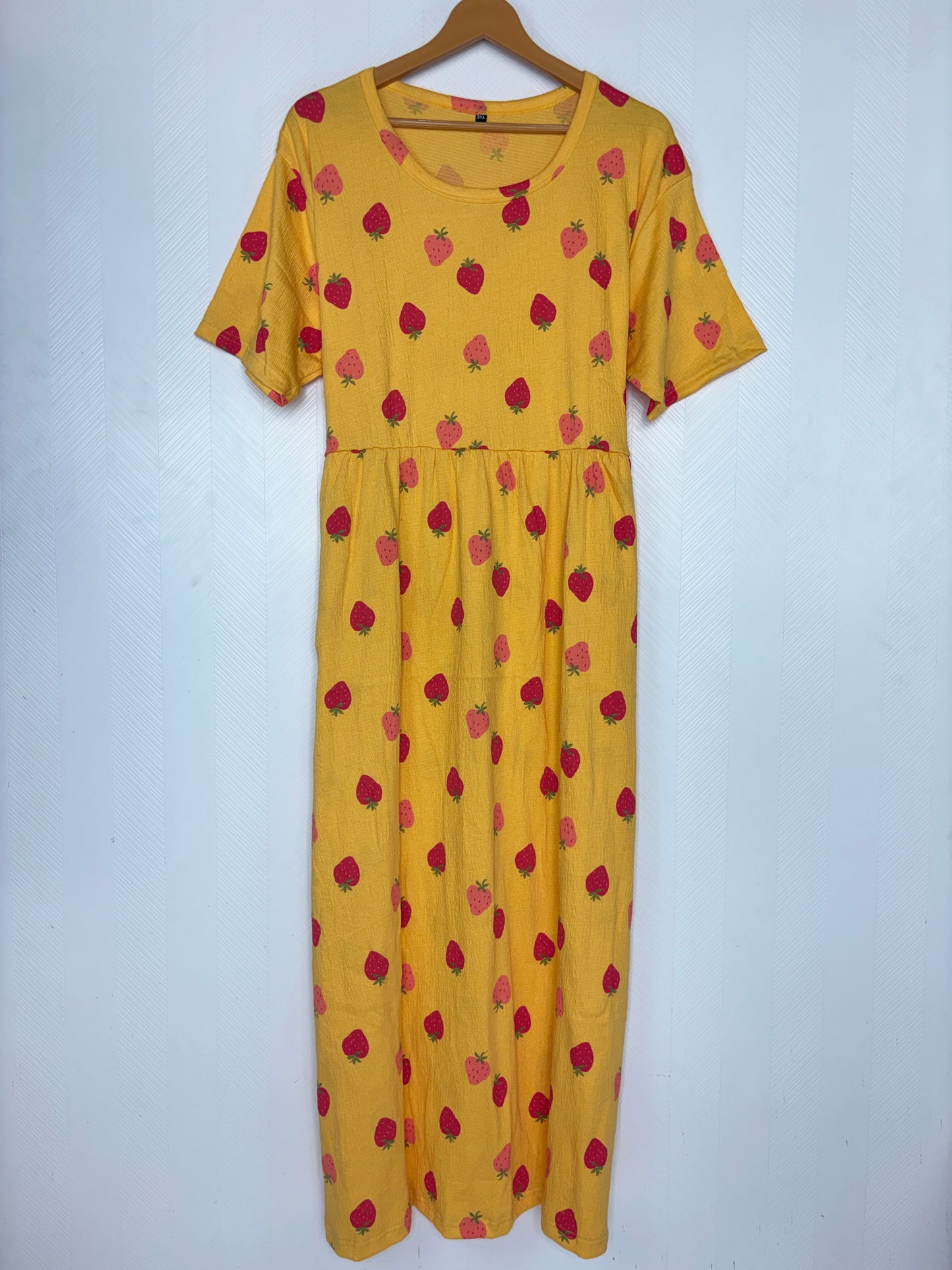 Yellow Strawberry Print Crush Frock