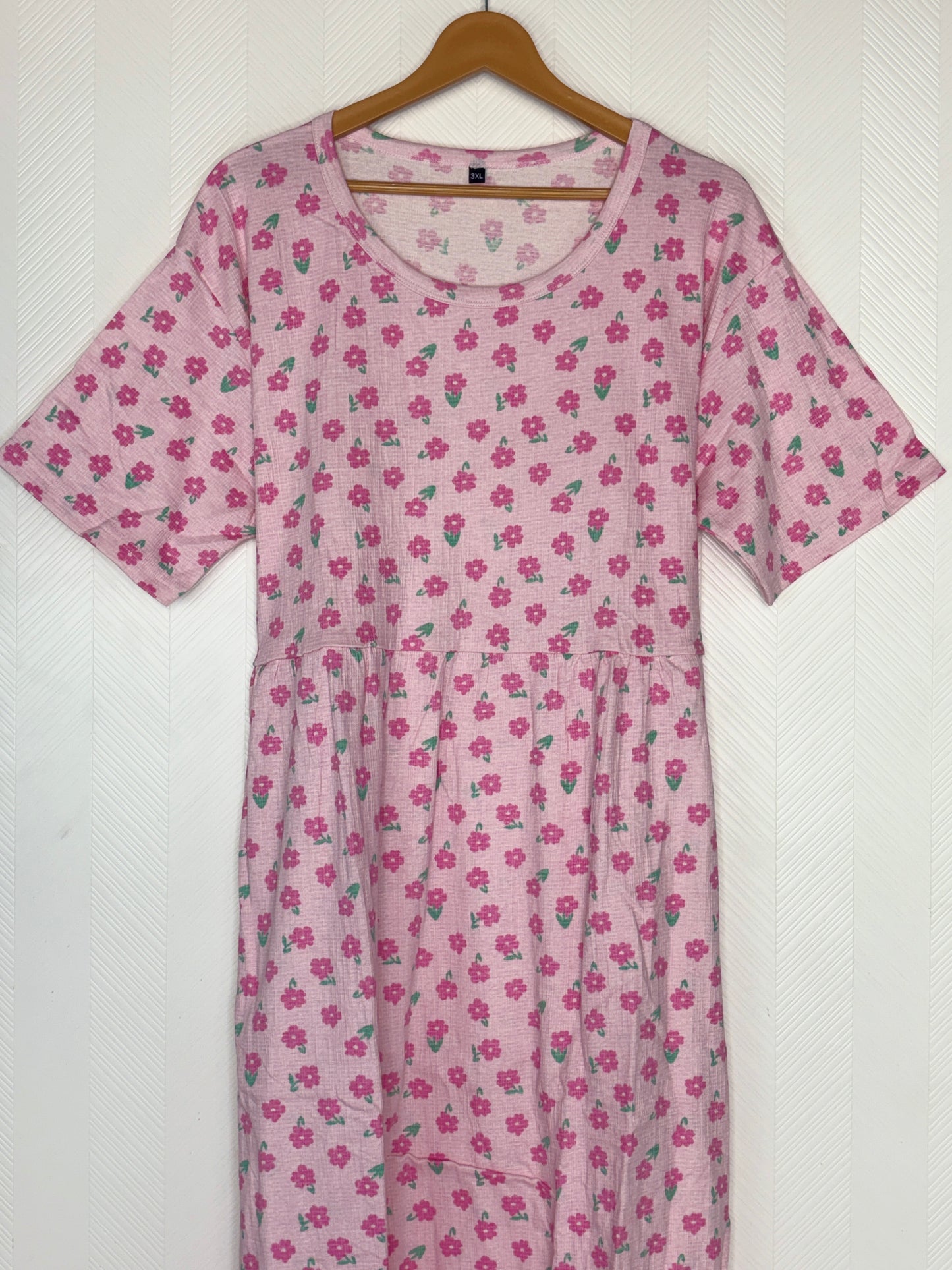 Light Pink Tiny Floral Print Crush Frock