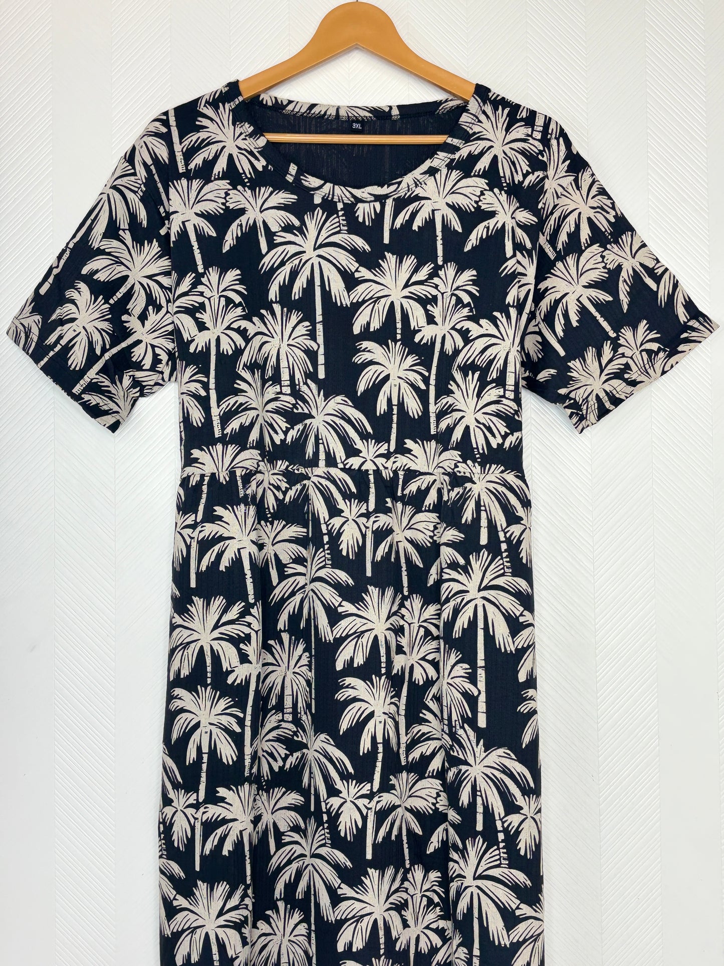 Black Palm Tree Print Crush Frock
