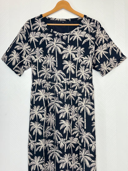 Black Palm Tree Print Crush Frock