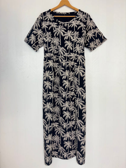 Black Palm Tree Print Crush Frock