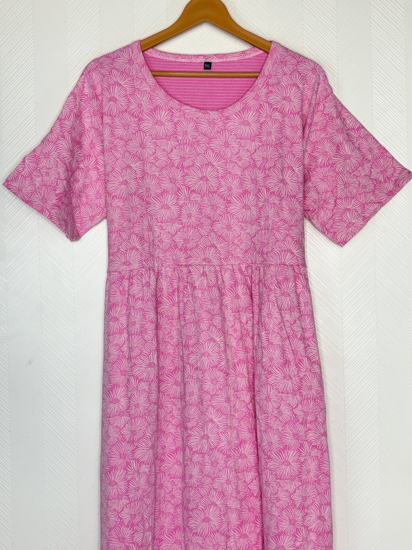 Light Pink Floral Print Crush Frock