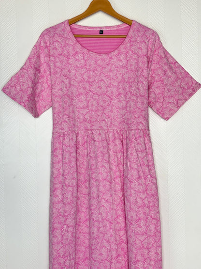 Light Pink Floral Print Crush Frock