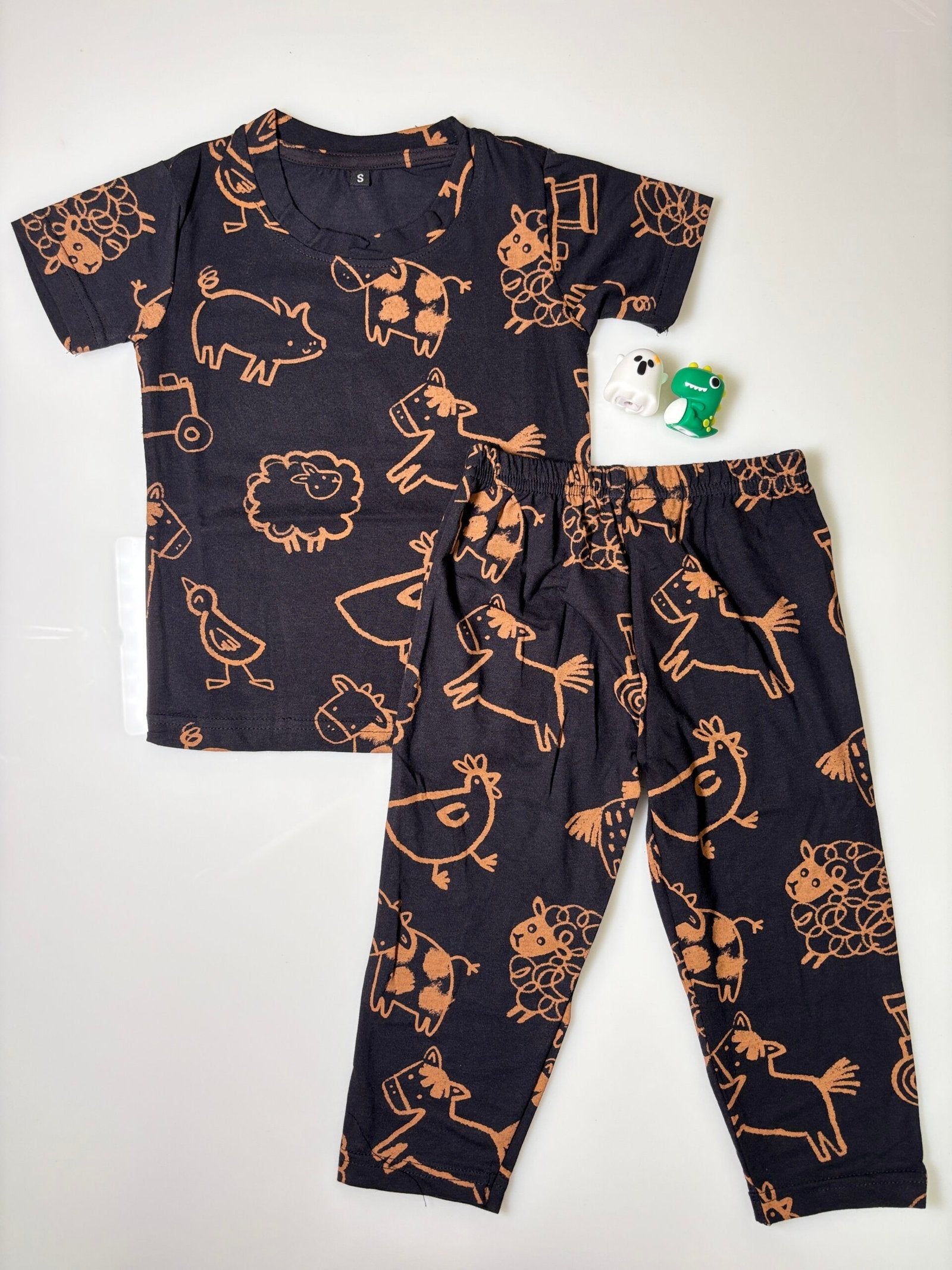 Dark Brown Typography Printed Kids Coords