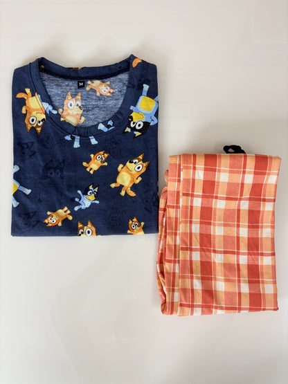 Navy Blue Bluey Print T-Shirt and Pant Set