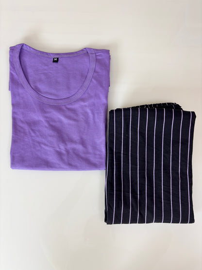 Lavender Solid T-Shirt and Pant Set