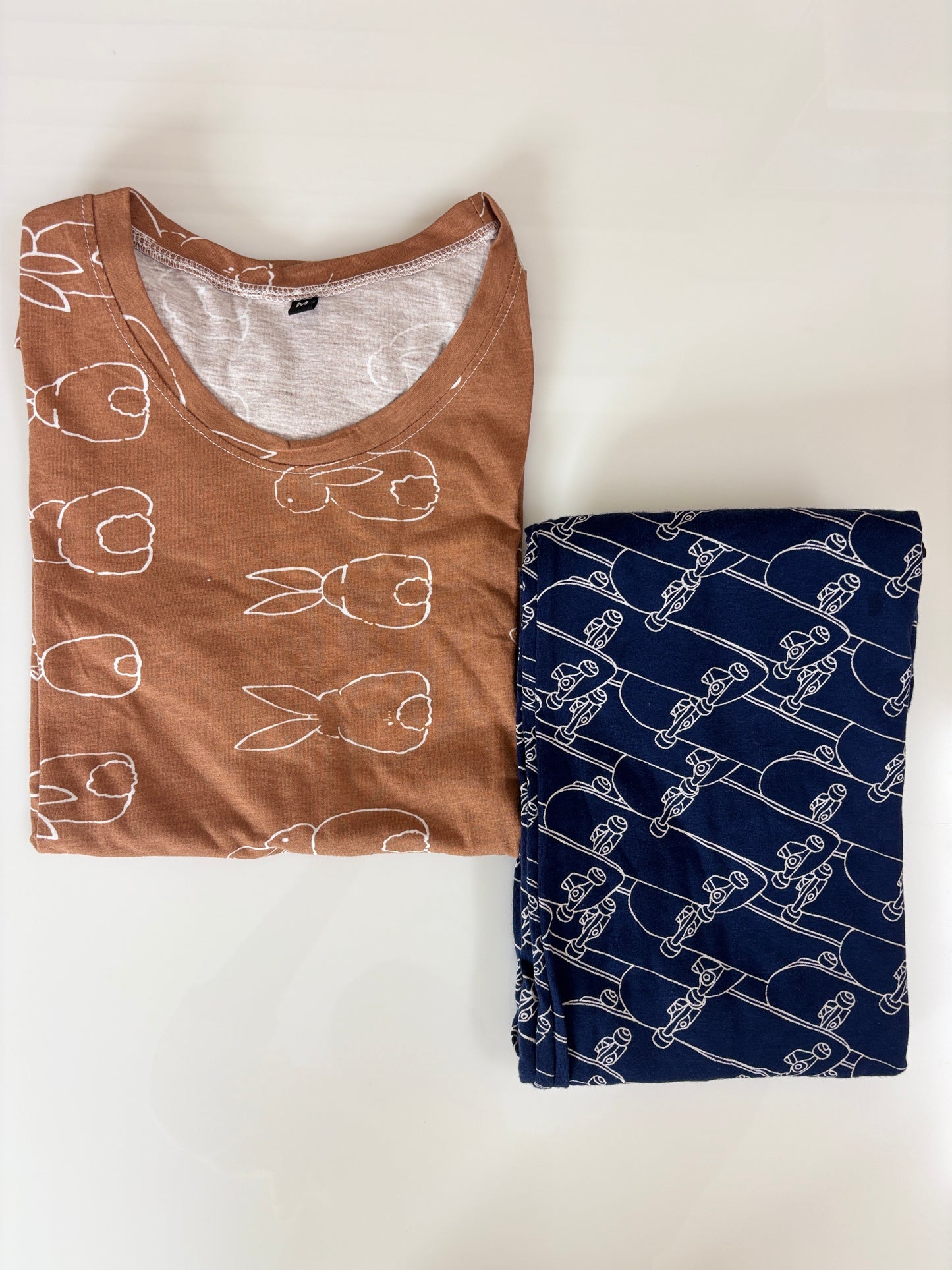 Brown Bunny Print T-Shirt and Pant Set