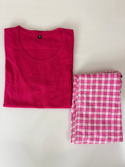 Dark red Solid T-Shirt and Pant Set