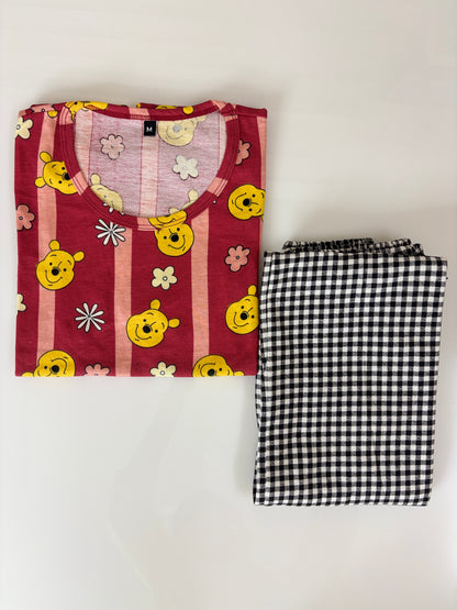 Pink Winnie the Pooh Print T-Shirt and Pant Set