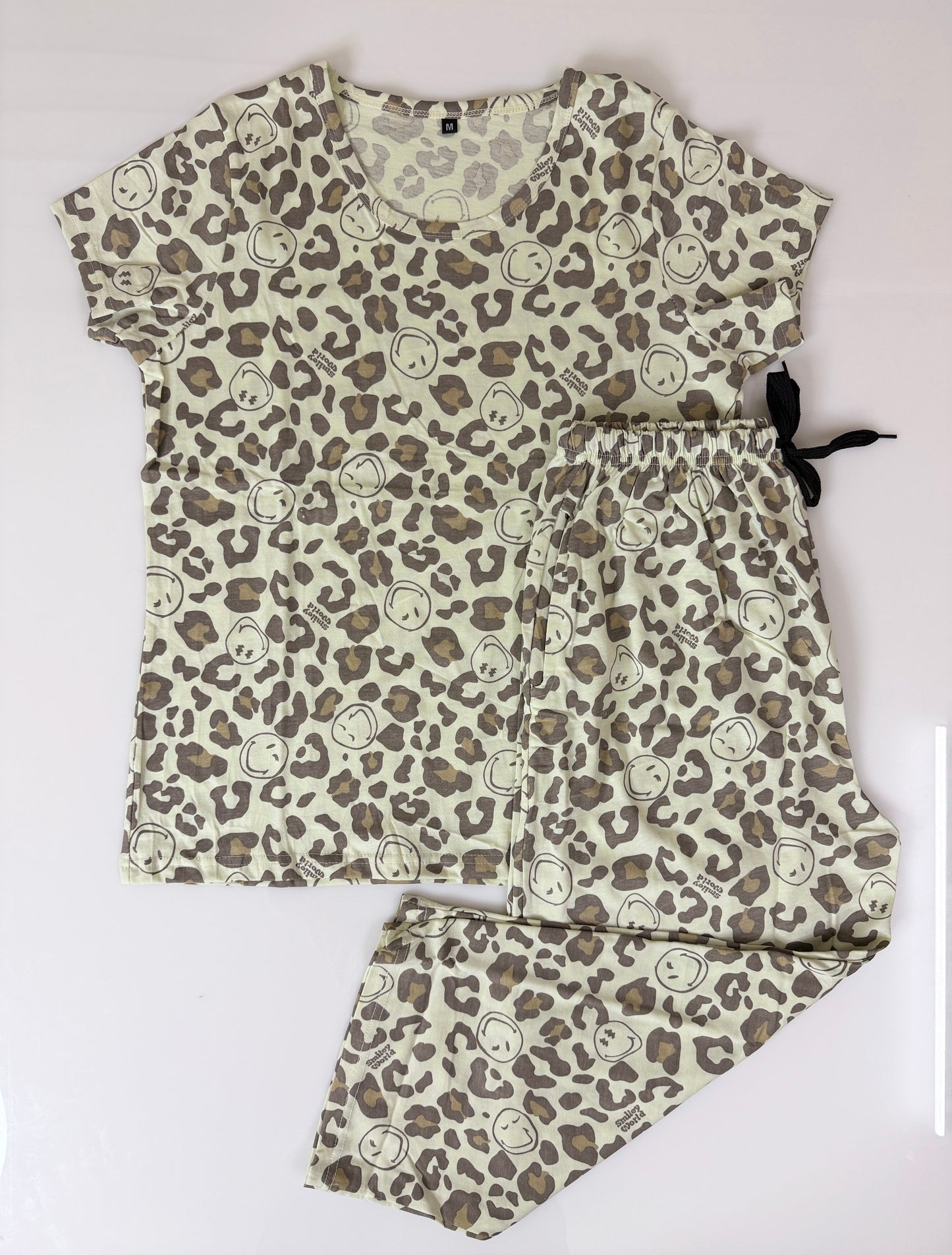 Cream Leopard Print T-Shirt and 3/4th Coords