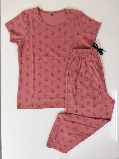 Dusty Pink Minnie Print T-Shirt and 3/4th Coords