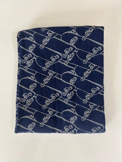 Navy Blue Skateboard Print Women Night Pant