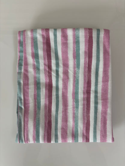 Pink Green Stripe Print Women Night Pant