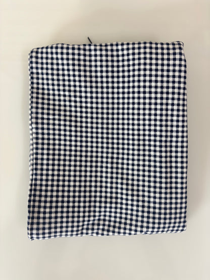 Navy Blue Checkered Print Women Night Pant