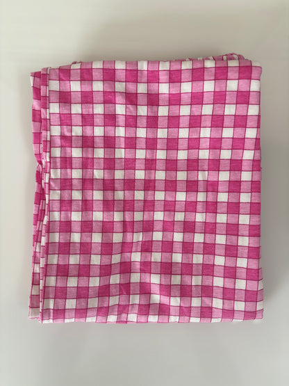 Pink Checkered Print Women Night Pant