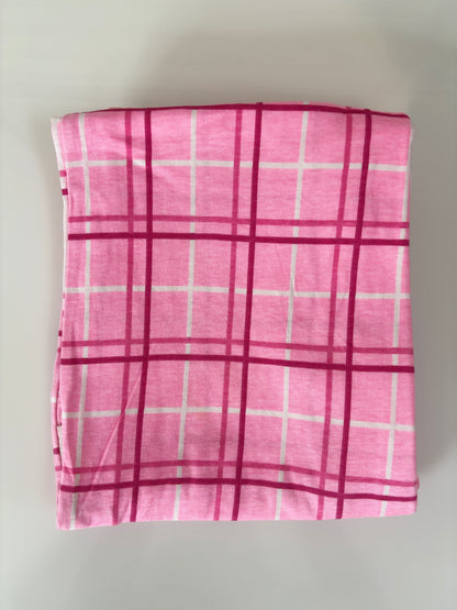Pink Windowpane Check Print Women Night Pant