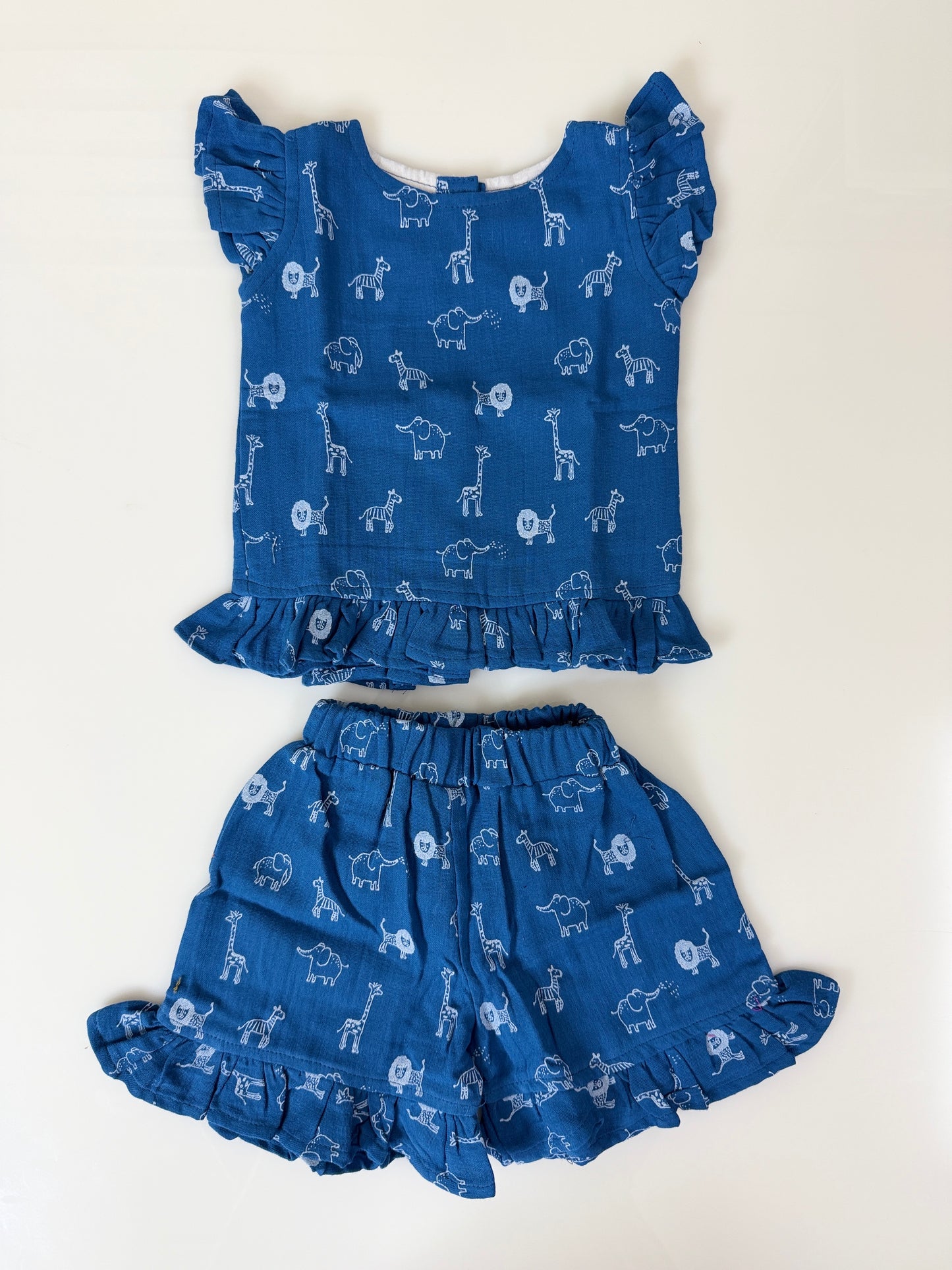Blue Animal Print Top and Shorts Coords