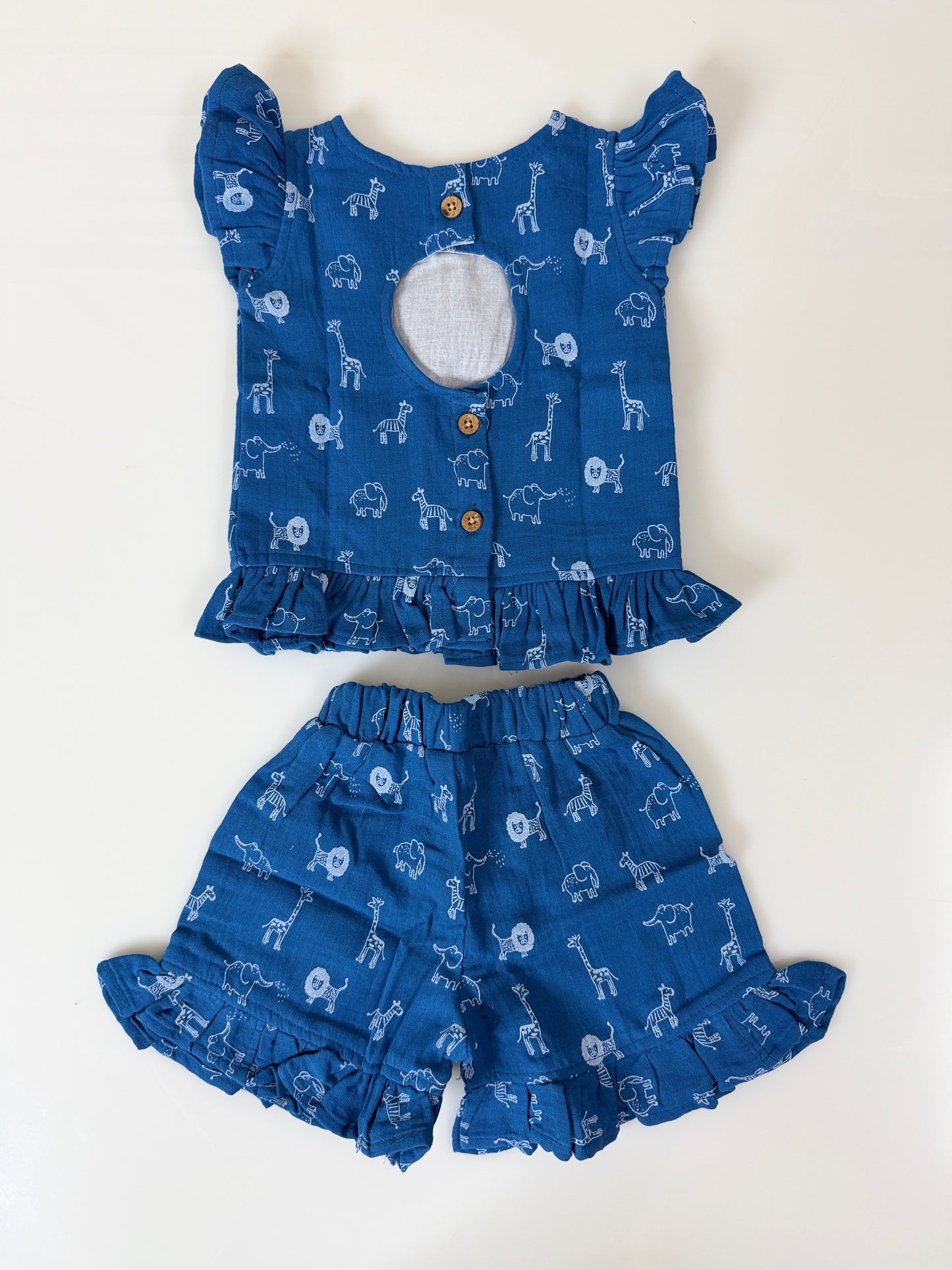 Blue Animal Print Top and Shorts Coords