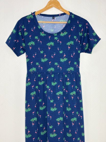Navy Flamingo Print Lounge Frock