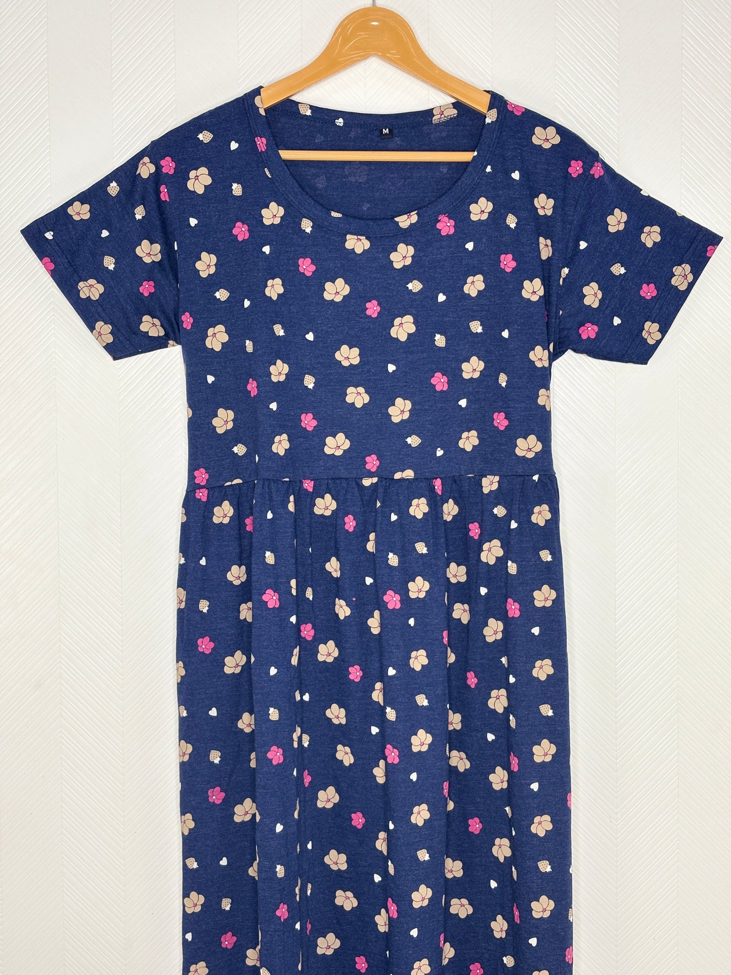 Navy Blue Floral Print Lounge Frock
