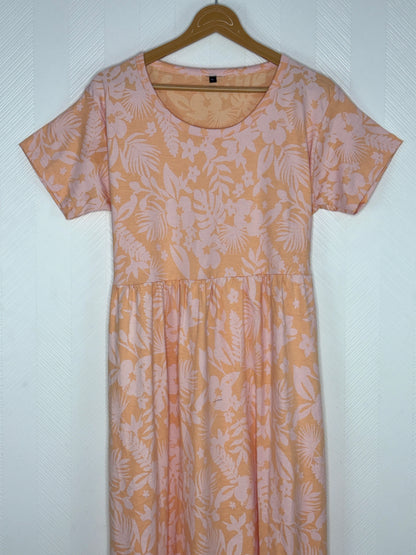 Peach Floral Print Lounge Frock