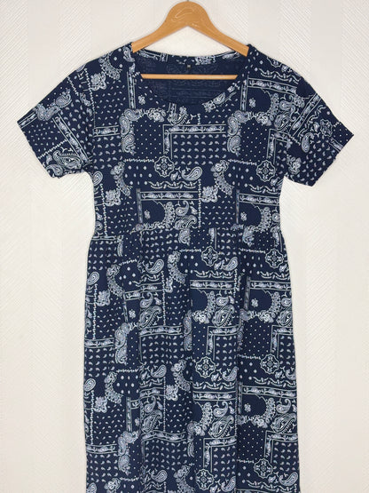 Navy Blue Paisley Print Lounge Frock