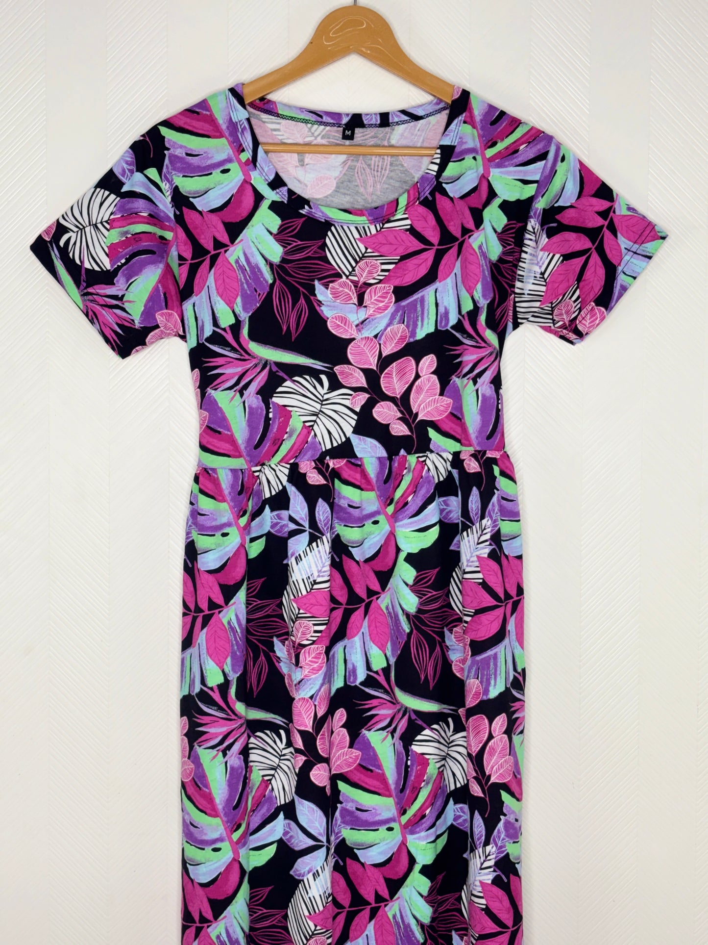 Black Tropical Leaf Print Lounge Frock