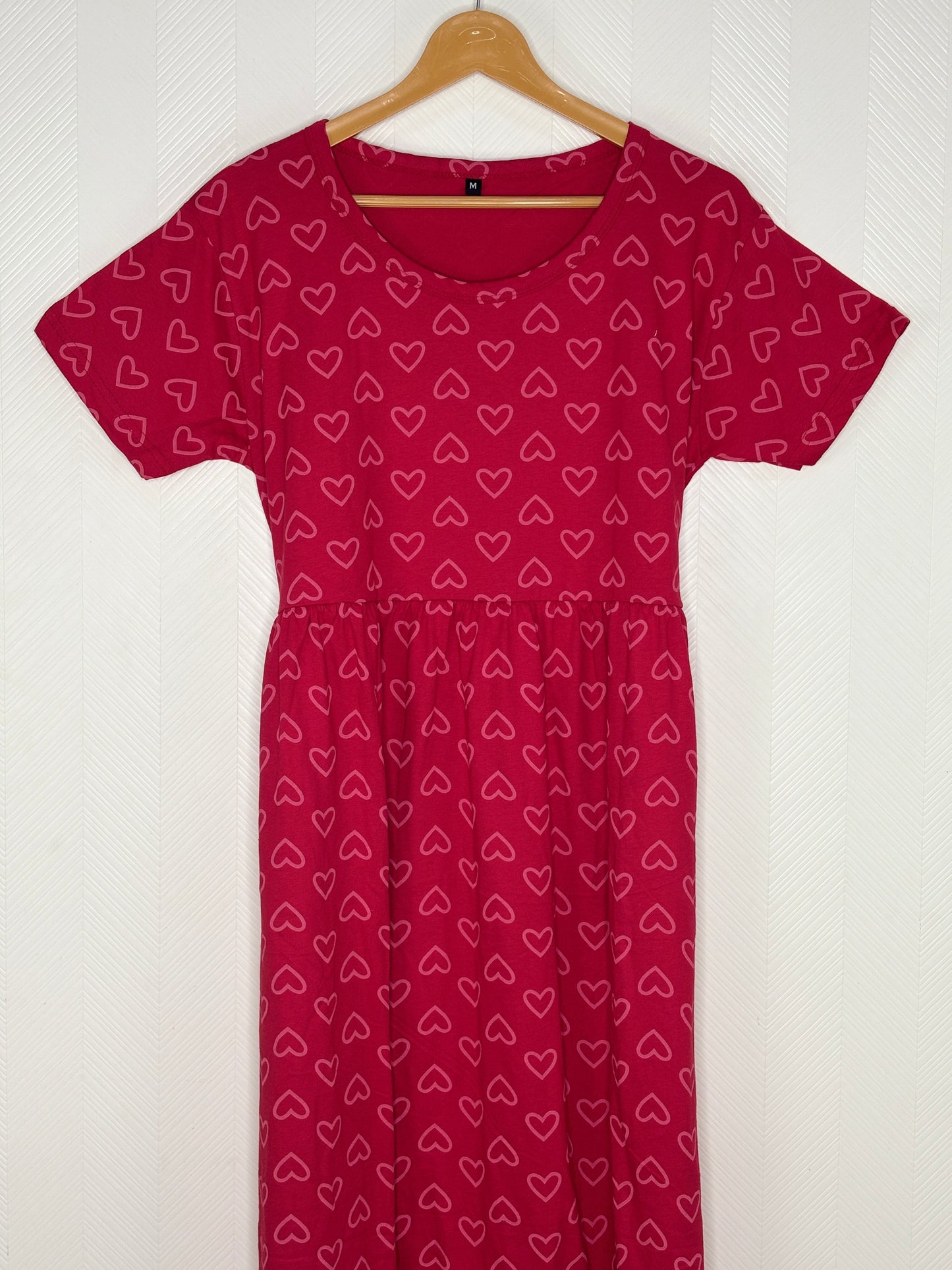 Pink Heart Print Lounge Frock