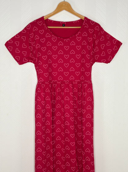 Pink Heart Print Lounge Frock