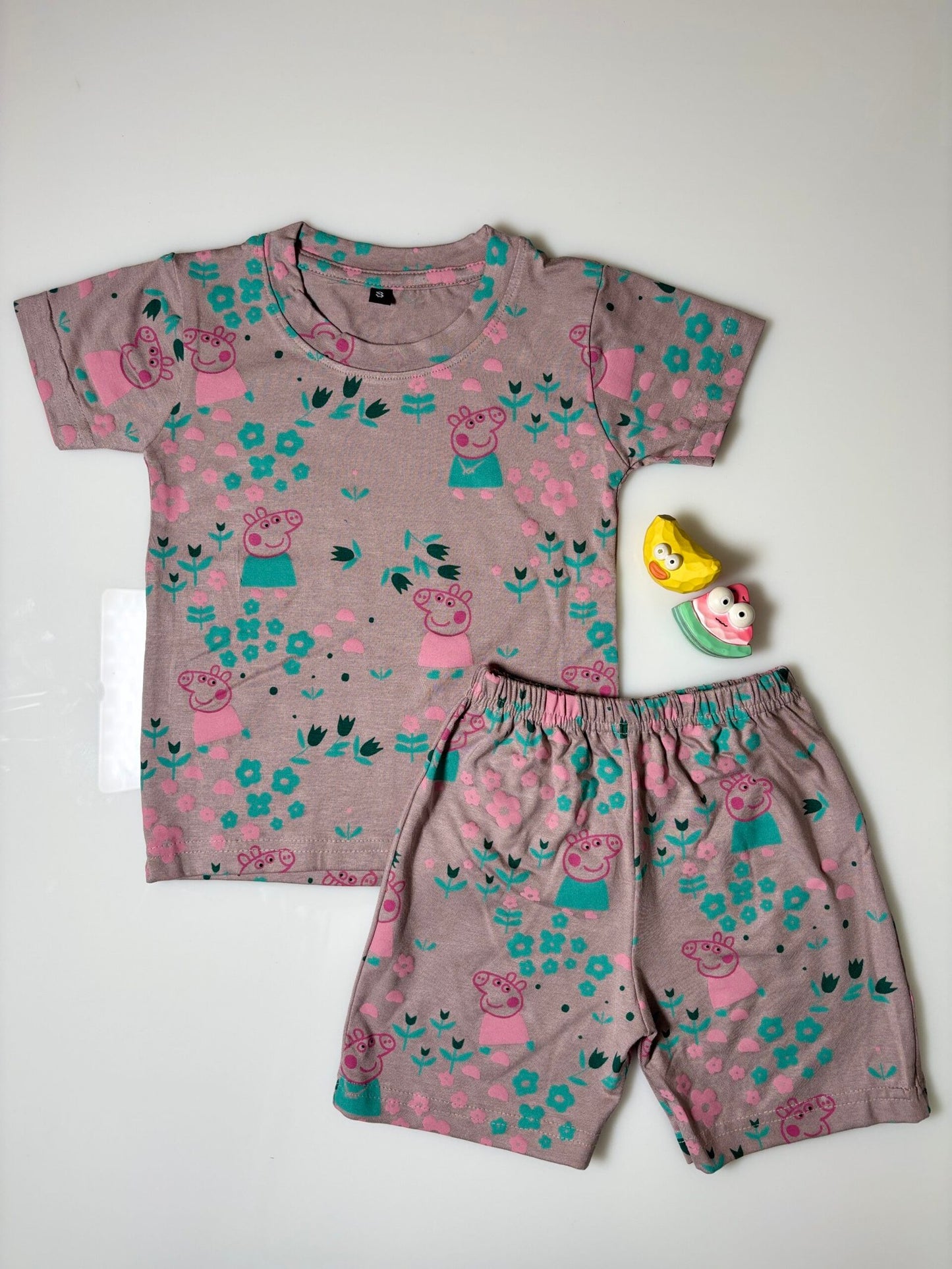 Brown Pigman Printed T-Shirts &amp; Shorts Coords