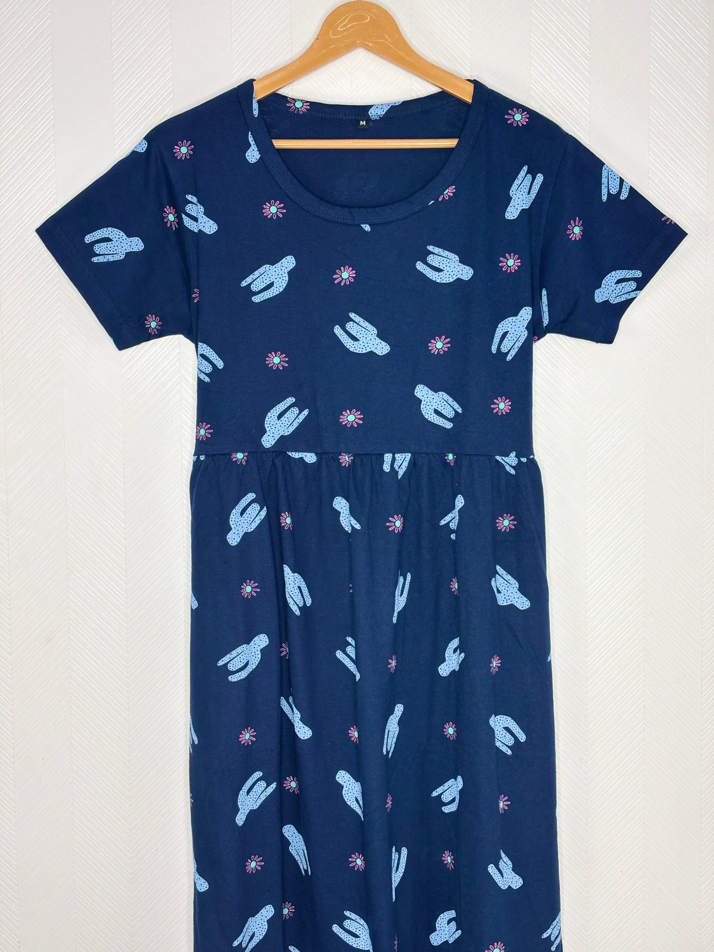 Navy Blue Cactus Print Lounge Frock