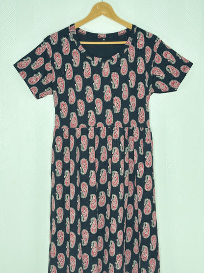 Black Pink Paisley Print Lounge Frock