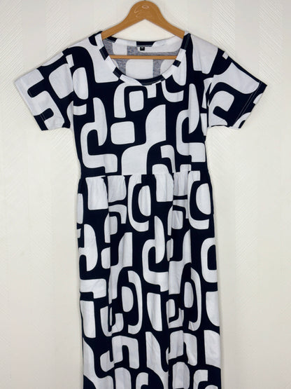 Black Geometric Maze Print Lounge Frock